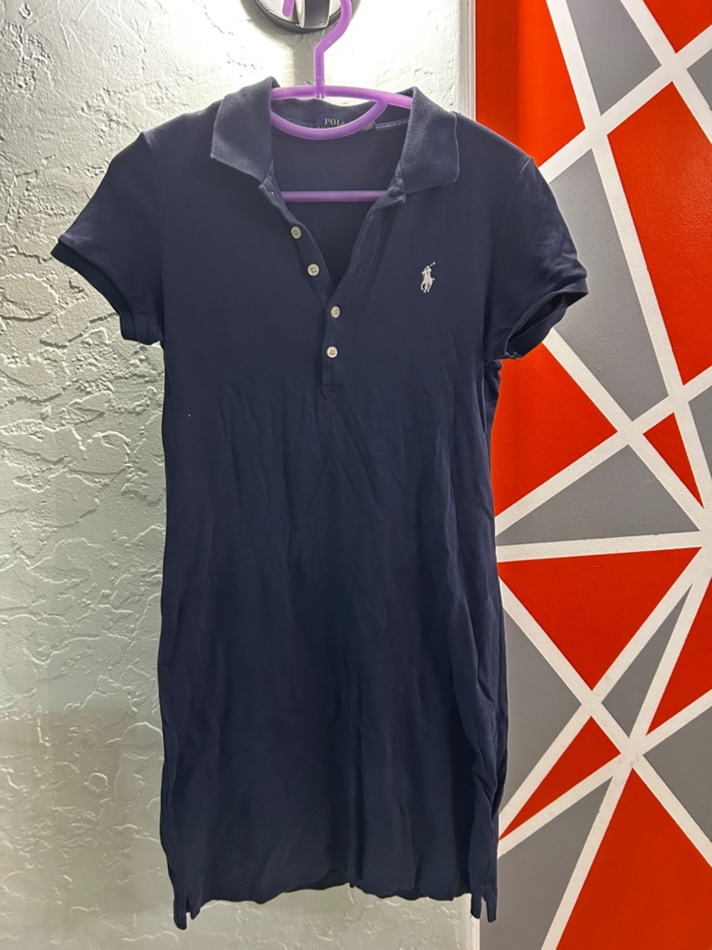 Ralph Lauren Navy Polo Shirt Dress with White Pony Logo